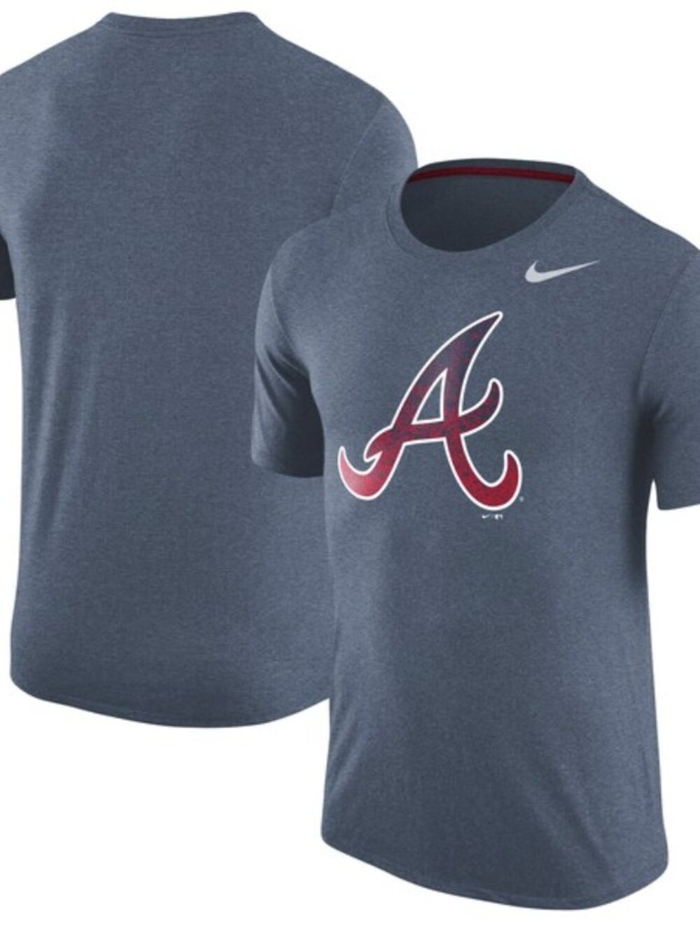 NIKE Atlanta Braves Nike Tri-Blend T-Shirt - Heathered Navy Size Medium